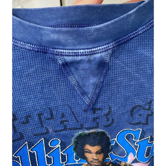 Vtg Jimi Hendrix Rolling Stone Guitar Gods Waffle Knit Long Sleeve Top S Blue - Picture 4 of 8